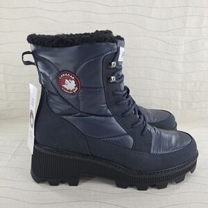 Canada Weather Gear Womens Wilark Navy Blue Waterproof Chunky Winter Boots Sz 11
